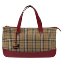 Burberrys Nova Check Hand Bag Canvas Beige Gold Auth 120345-13