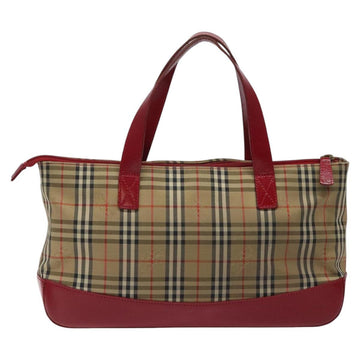 Burberrys Nova Check Hand Bag Canvas Beige Gold Auth 120345 - 0