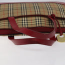 Burberrys Nova Check Hand Bag Canvas Beige Gold Auth 120345-7