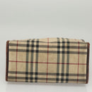 BURBERRY Nova Check Hand Bag Canvas Beige Auth 120347-6