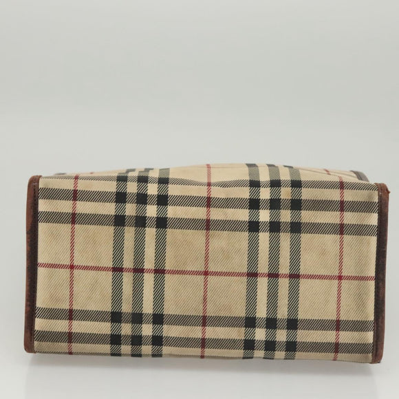BURBERRY Nova Check Hand Bag Canvas Beige Auth 120347