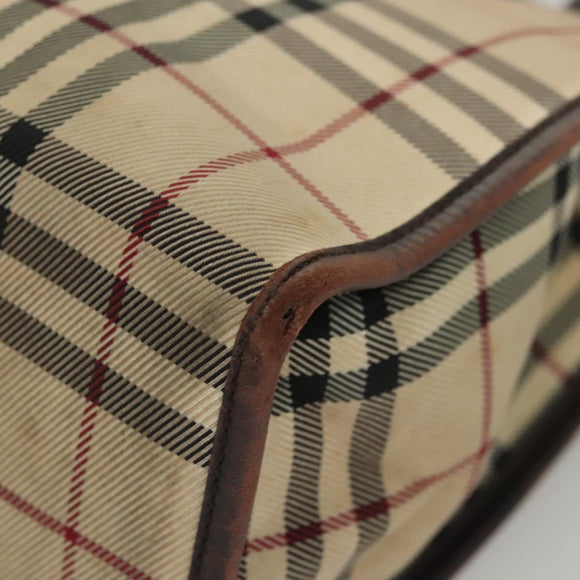 BURBERRY Nova Check Hand Bag Canvas Beige Auth 120347