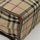 BURBERRY Nova Check Hand Bag Canvas Beige Auth 120347-15