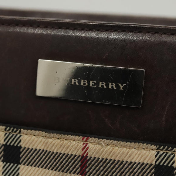 BURBERRY Nova Check Hand Bag Canvas Beige Auth 120347