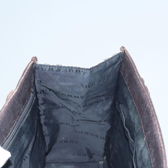 BURBERRY Nova Check Hand Bag Canvas Beige Auth 120347