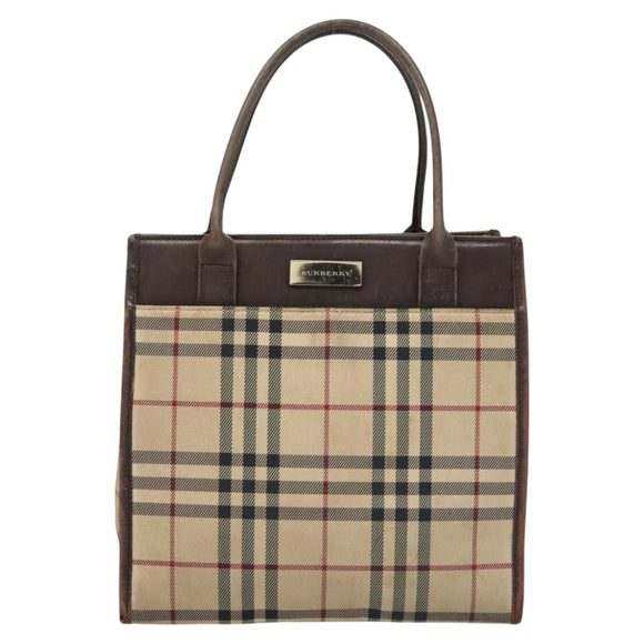 BURBERRY Nova Check Hand Bag Canvas Beige Auth 120347