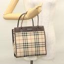 BURBERRY Nova Check Hand Bag Canvas Beige Auth 120347-22