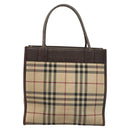 BURBERRY Nova Check Hand Bag Canvas Beige Auth 120347-2