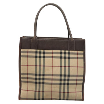 BURBERRY Nova Check Hand Bag Canvas Beige Auth 120347 - 0