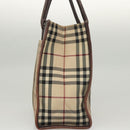 BURBERRY Nova Check Hand Bag Canvas Beige Auth 120347-3
