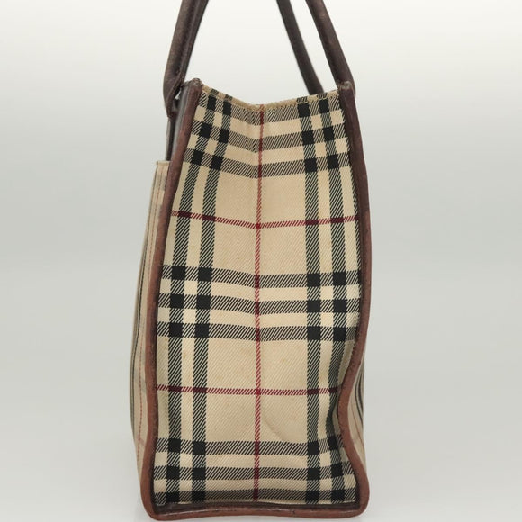 BURBERRY Nova Check Hand Bag Canvas Beige Auth 120347