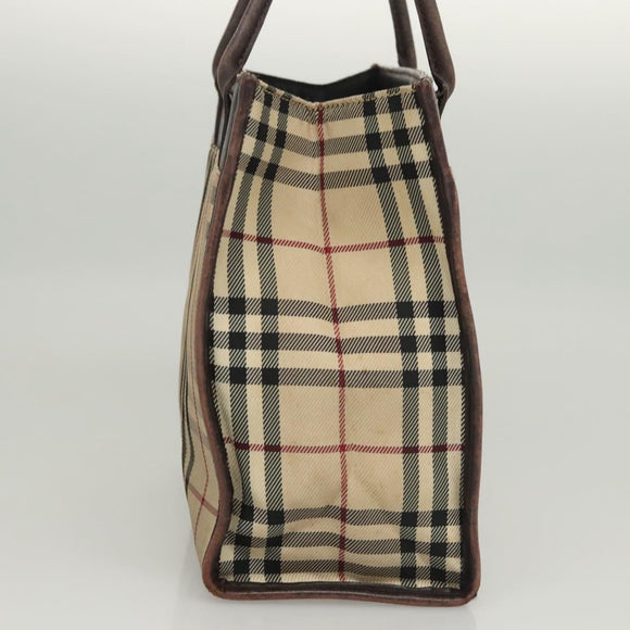 BURBERRY Nova Check Hand Bag Canvas Beige Auth 120347