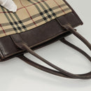 BURBERRY Nova Check Hand Bag Canvas Beige Auth 120347-7