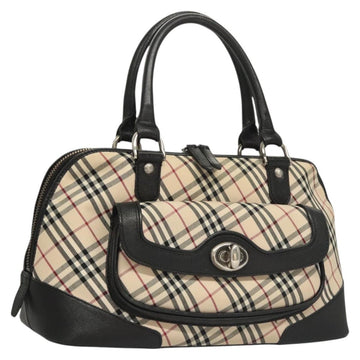 BURBERRY Nova Check Hand Bag Canvas Beige Auth 120348