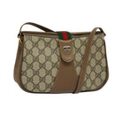GUCCI GG Supreme Web Sherry Line Bag PVC Beige Red 116 02 024 Auth 120353-1