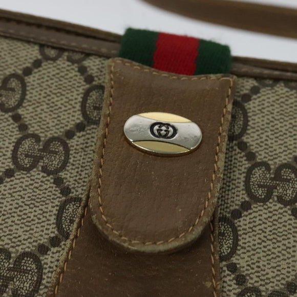 GUCCI GG Supreme Web Sherry Line Bag PVC Beige Red 116 02 024 Auth 120353