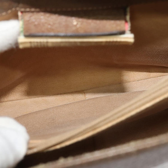 GUCCI GG Supreme Web Sherry Line Bag PVC Beige Red 116 02 024 Auth 120353