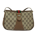 GUCCI GG Supreme Web Sherry Line Bag PVC Beige Red 116 02 024 Auth 120353-13