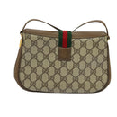 GUCCI GG Supreme Web Sherry Line Bag PVC Beige Red 116 02 024 Auth 120353-2