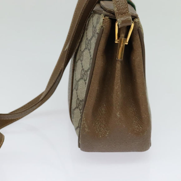 GUCCI GG Supreme Web Sherry Line Bag PVC Beige Red 116 02 024 Auth 120353