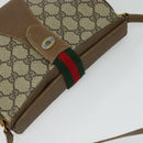 GUCCI GG Supreme Web Sherry Line Bag PVC Beige Red 116 02 024 Auth 120353-6