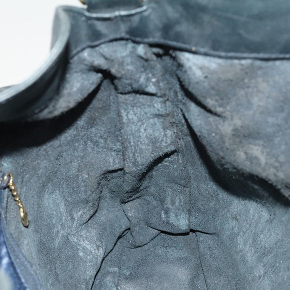 GUCCI Bamboo Shoulder Bag Leather 2way Black Gold 001 1577 2615 Auth 120362