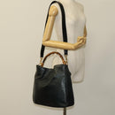 GUCCI Bamboo Shoulder Bag Leather 2way Black Gold 001 1577 2615 Auth 120362-21