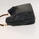 GUCCI Bamboo Shoulder Bag Leather 2way Black Gold 001 1577 2615 Auth 120362-4