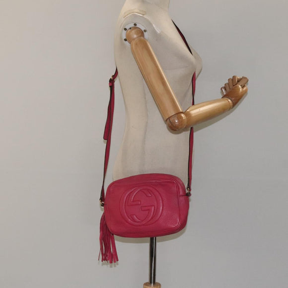 GUCCI Soho Shoulder Bag Leather Pink Gold 308364 Auth 120366