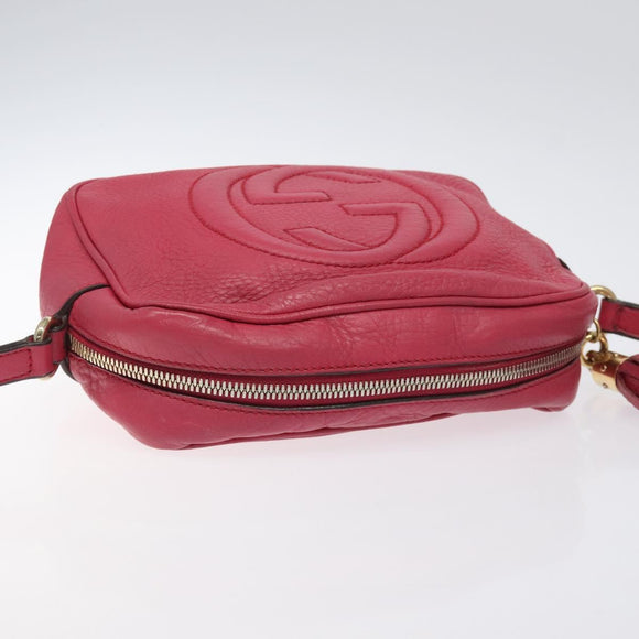 GUCCI Soho Shoulder Bag Leather Pink Gold 308364 Auth 120366