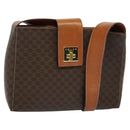 CELINE Macadam Canvas Shoulder Bag PVC Leather Brown Gold Auth 120373-1