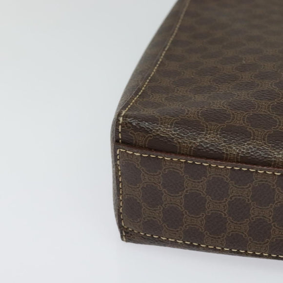 CELINE Macadam Canvas Shoulder Bag PVC Leather Brown Gold Auth 120373