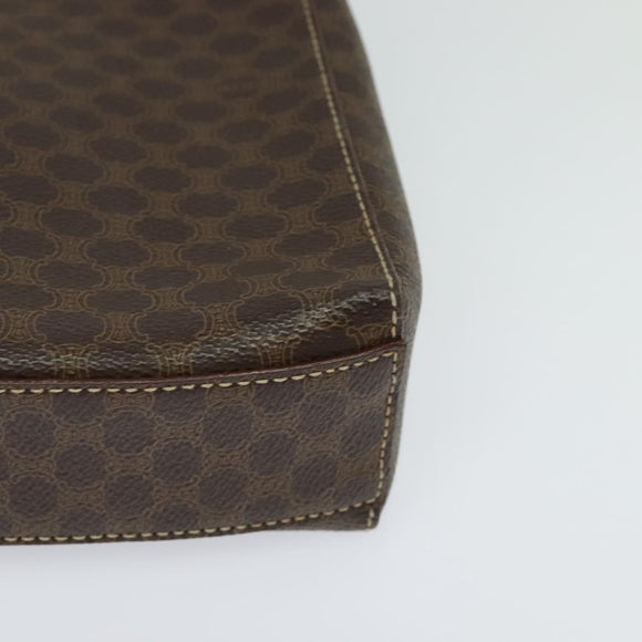 CELINE Macadam Canvas Shoulder Bag PVC Leather Brown Gold Auth 120373