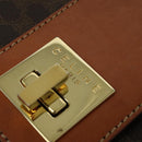 CELINE Macadam Canvas Shoulder Bag PVC Leather Brown Gold Auth 120373-9