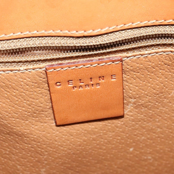 CELINE Macadam Canvas Shoulder Bag PVC Leather Brown Gold Auth 120373