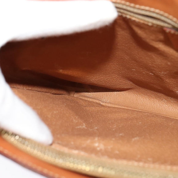 CELINE Macadam Canvas Shoulder Bag PVC Leather Brown Gold Auth 120373