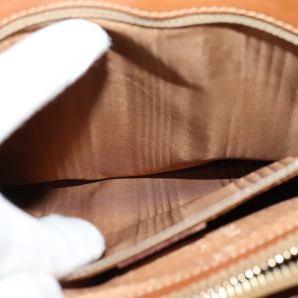 CELINE Macadam Canvas Shoulder Bag PVC Leather Brown Gold Auth 120373