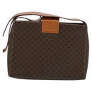 CELINE Macadam Canvas Shoulder Bag PVC Leather Brown Gold Auth 120373-2