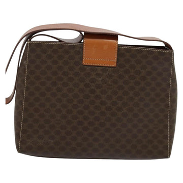 CELINE Macadam Canvas Shoulder Bag PVC Leather Brown Gold Auth 120373 - 0