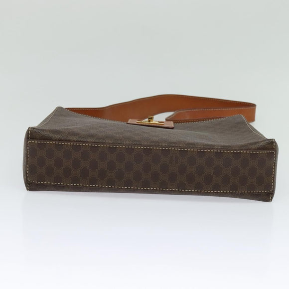 CELINE Macadam Canvas Shoulder Bag PVC Leather Brown Gold Auth 120373