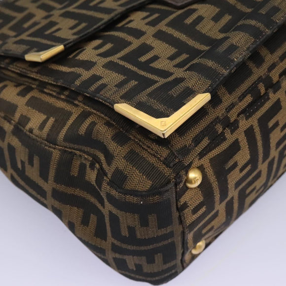 FENDI Zucca Canvas Hand Bag 2way Black Brown Auth 120380