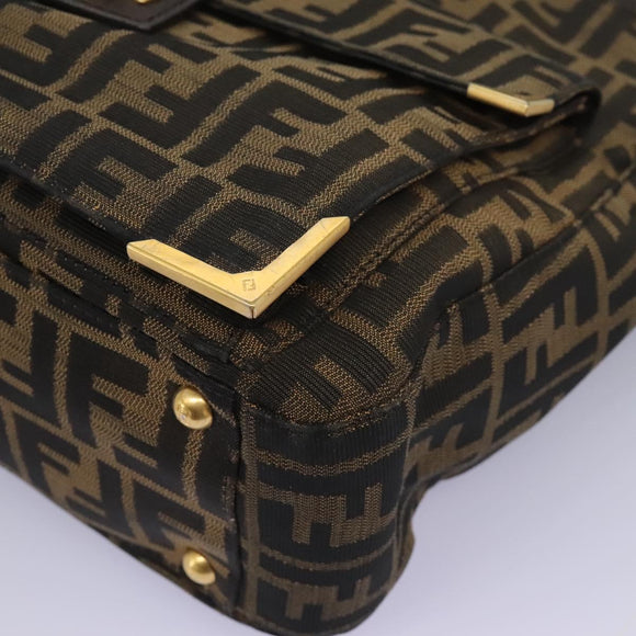 FENDI Zucca Canvas Hand Bag 2way Black Brown Auth 120380