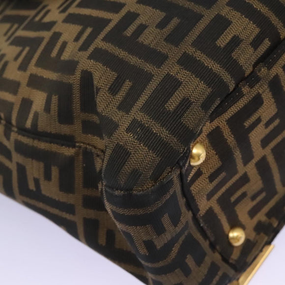 FENDI Zucca Canvas Hand Bag 2way Black Brown Auth 120380