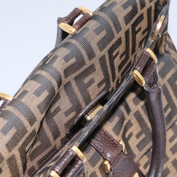 FENDI Zucca Canvas Hand Bag 2way Black Brown Auth 120380