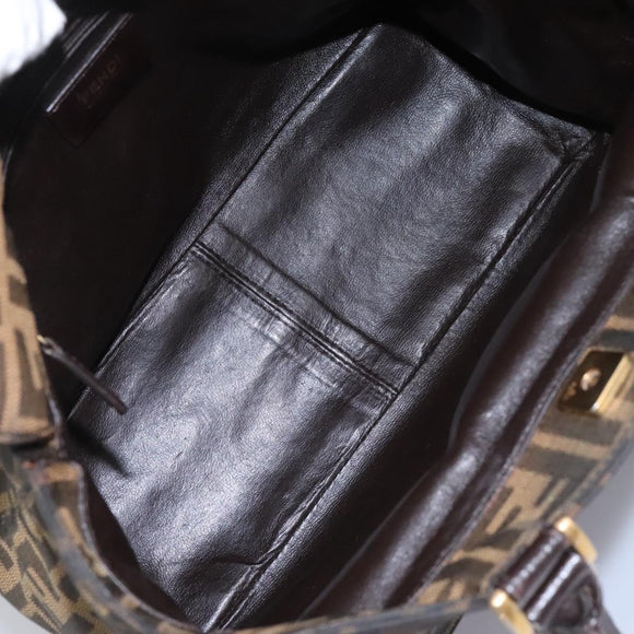 FENDI Zucca Canvas Hand Bag 2way Black Brown Auth 120380