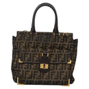 FENDI Zucca Canvas Hand Bag 2way Black Brown Auth 120380-13