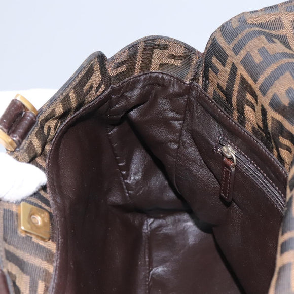 FENDI Zucca Canvas Hand Bag 2way Black Brown Auth 120380