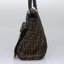 FENDI Zucca Canvas Hand Bag 2way Black Brown Auth 120380-3