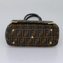 FENDI Zucca Canvas Hand Bag 2way Black Brown Auth 120380-5