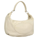 PRADA Shoulder Bag Leather White Silver Auth 120385-1